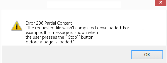 206 Partial Content Error